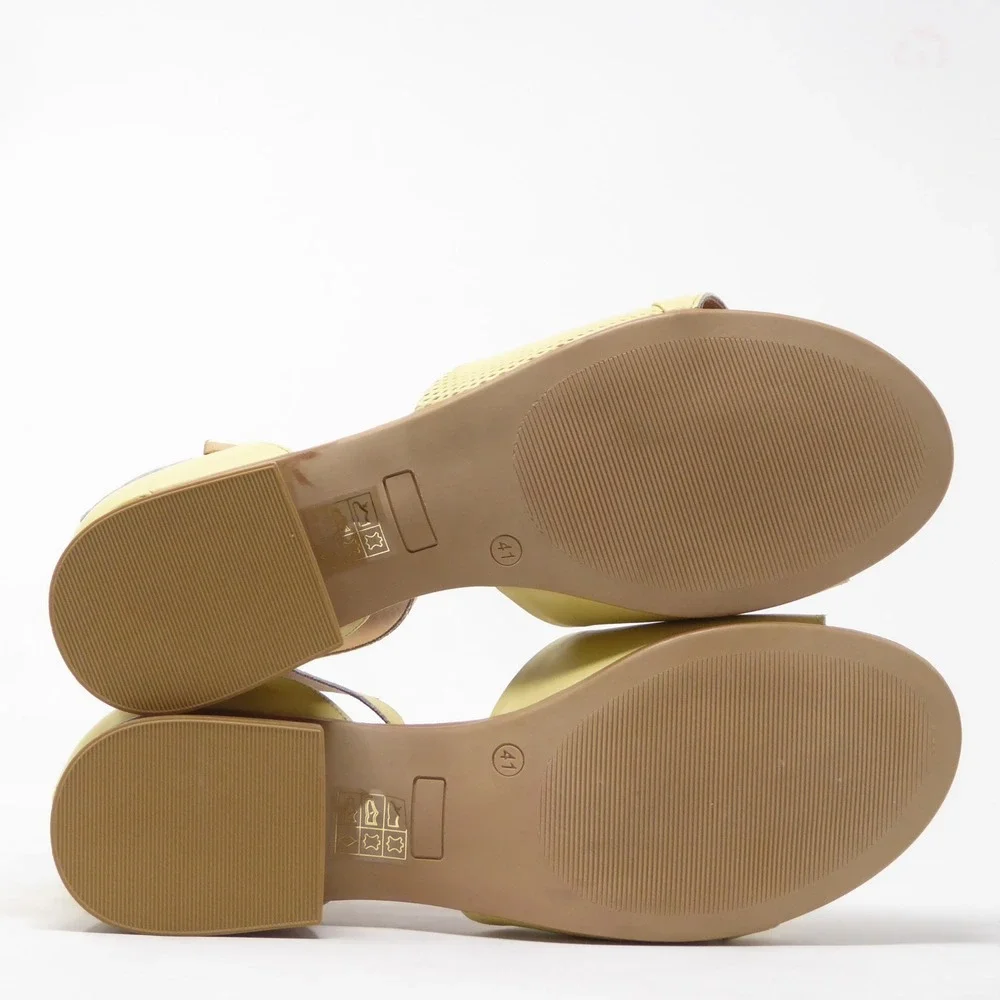 Miz Mooz Fionna Womens Sandals Yellow Leather Ankle Strap Size 41 / 9.5-10